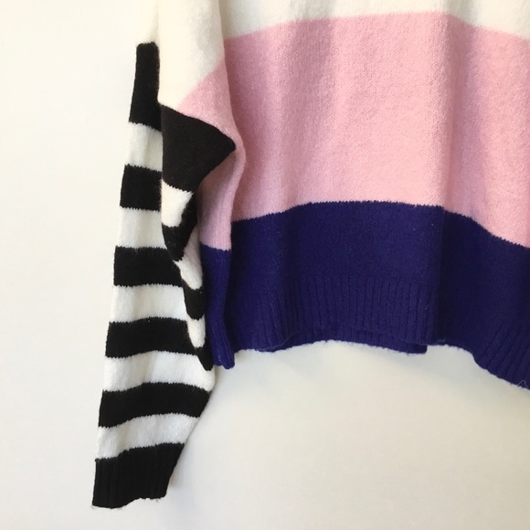 NWOT Love by Design Cropped Multistripe Crewneck Sweater - L - Picture 5 of 6